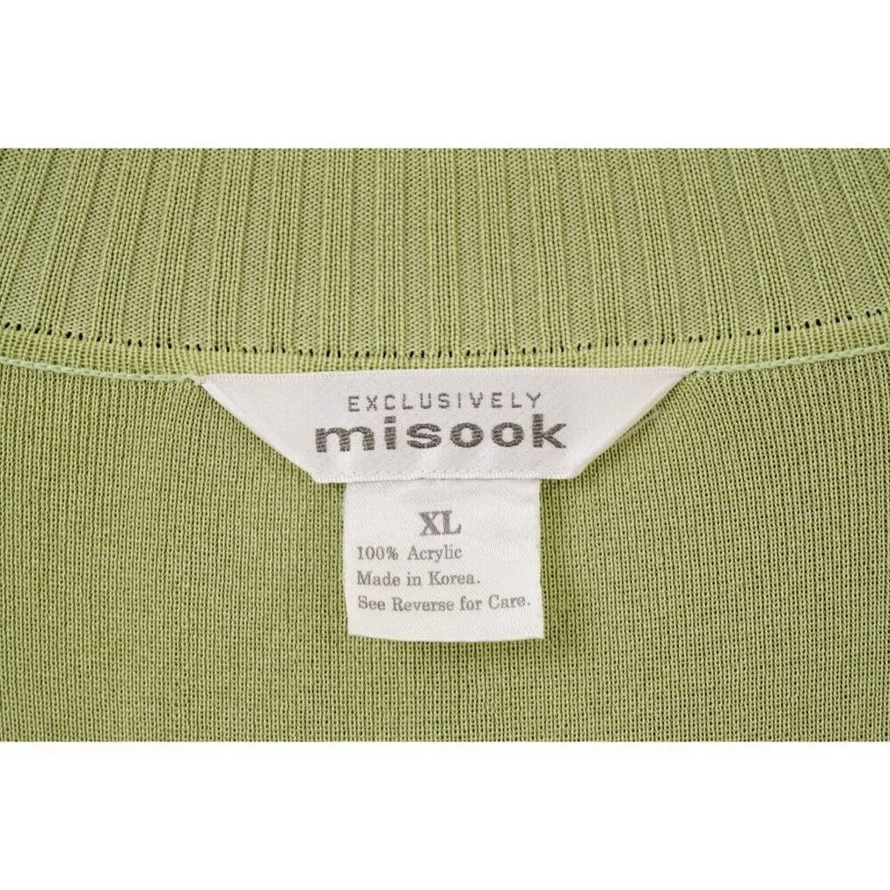 Exclusively Misook Sweater Cardigan Green Striped Women's Acrylic Padded XL